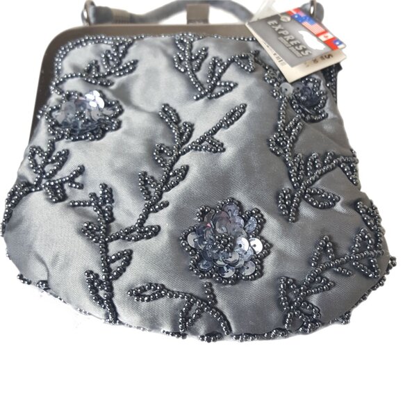 NWT! Vintage 90's Y2K Express Satin Beaded Sequins Mini Bag Purse Original Tags - Picture 5 of 9